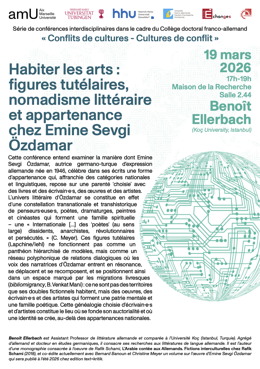 Habiter les arts : figures tutélaires, nomadisme littéraire et appartenance chez Emine Sevgi Özdamar 1 BAT1-web-Affiche 19_03_26-Benoît Ellerbach-1