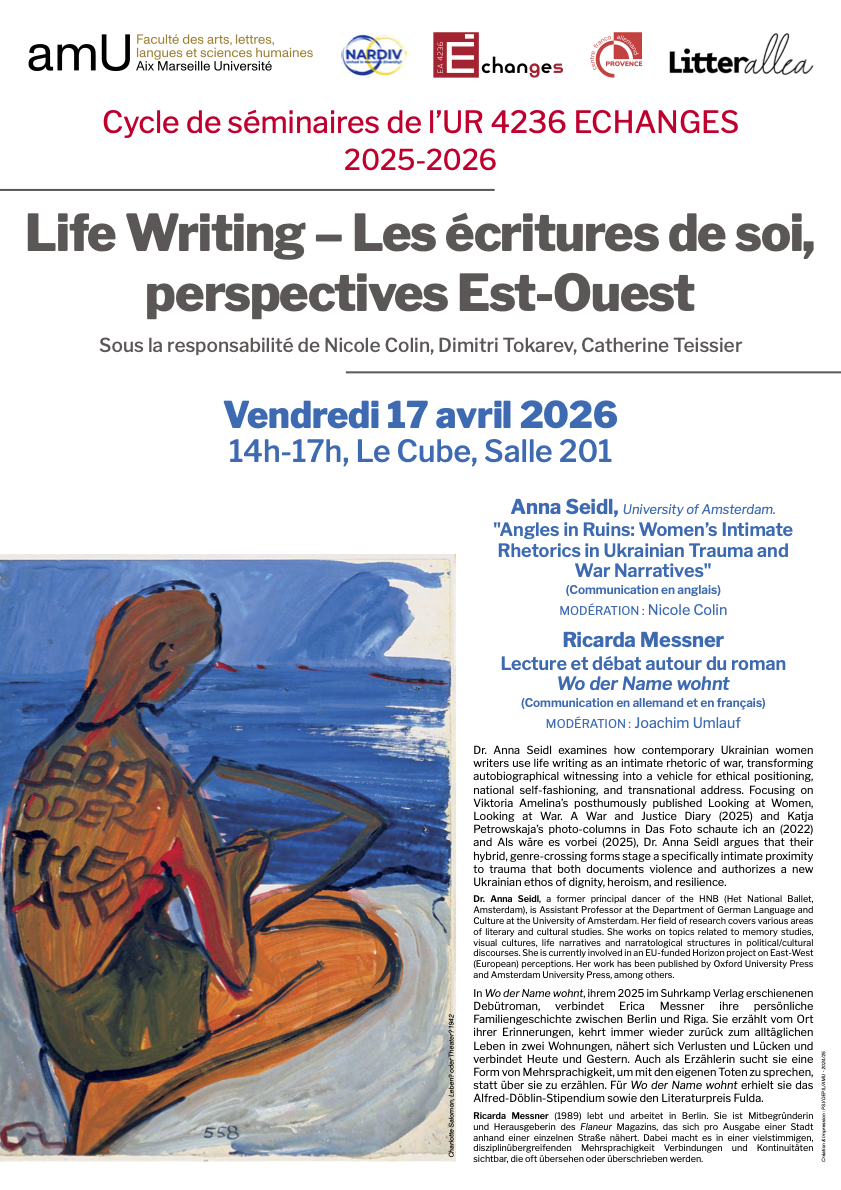 Life Writing – Les écritures de soi, perspectives Est-Ouest 1 BAT2-Affiche web Cycle de séminaire Echanges-Seidl_Messner