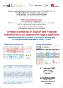 Affiche_Antonina Bondarenko_Verbless Sentences in English and Russian_A multidirectional contrastive corpus approach_22-23.10.2025_page-0001