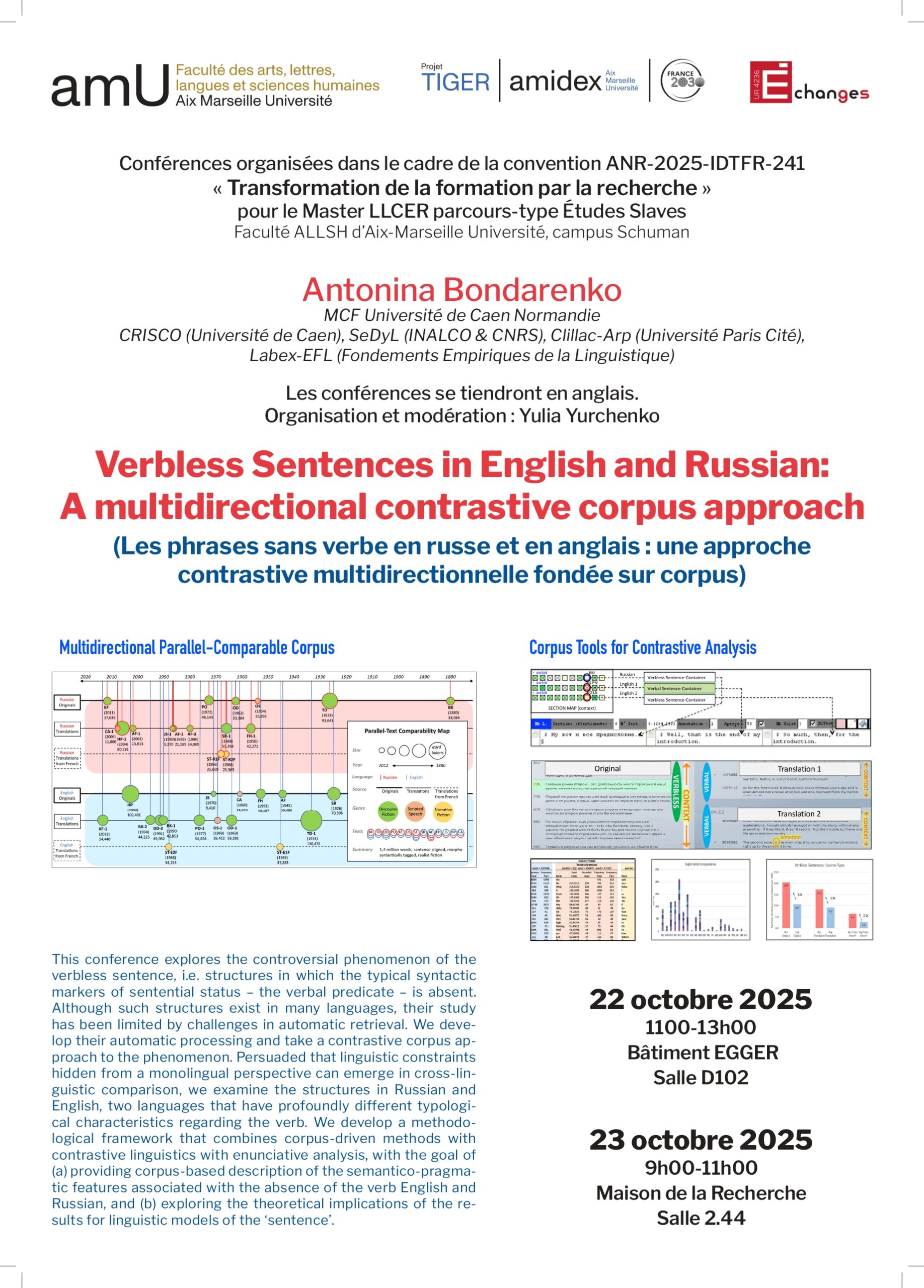 Affiche_Antonina Bondarenko_Verbless Sentences in English and Russian_A multidirectional contrastive corpus approach_22-23.10.2025_page-0001