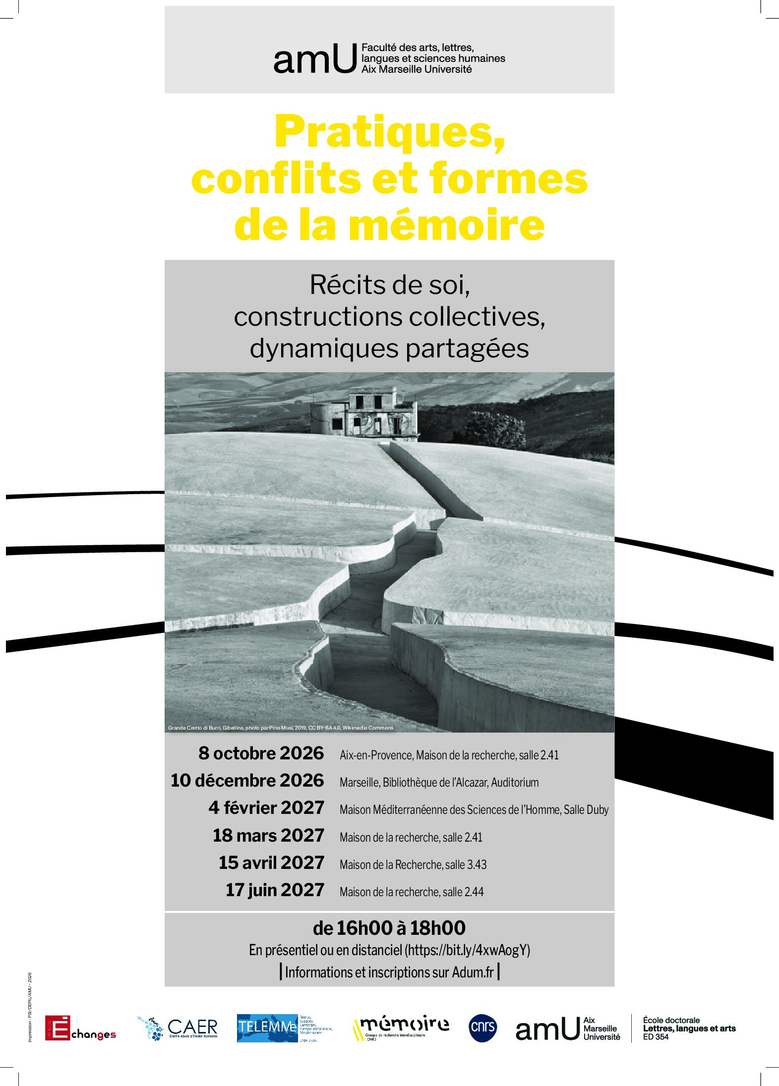 AMU - Manifestations 1 BAT3-Affiche Pratiques, conflits et formes de la mémoire